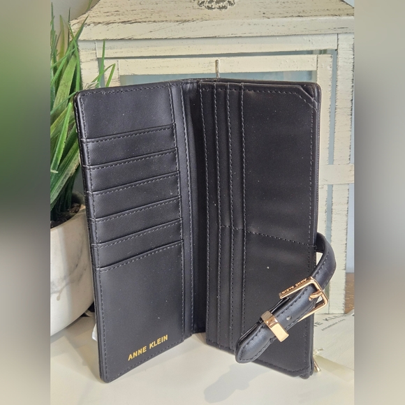 Anne Klein Black 2 Pce Wallet with Gold Buckle - Picture 4 of 6